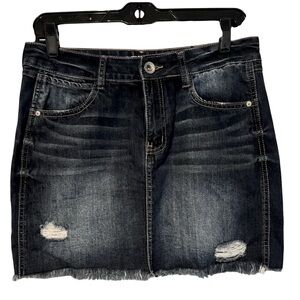 Distressed Denim Mini Skirt